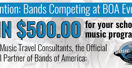 BOA Bands Can Win $500 with Music Travel Consultants